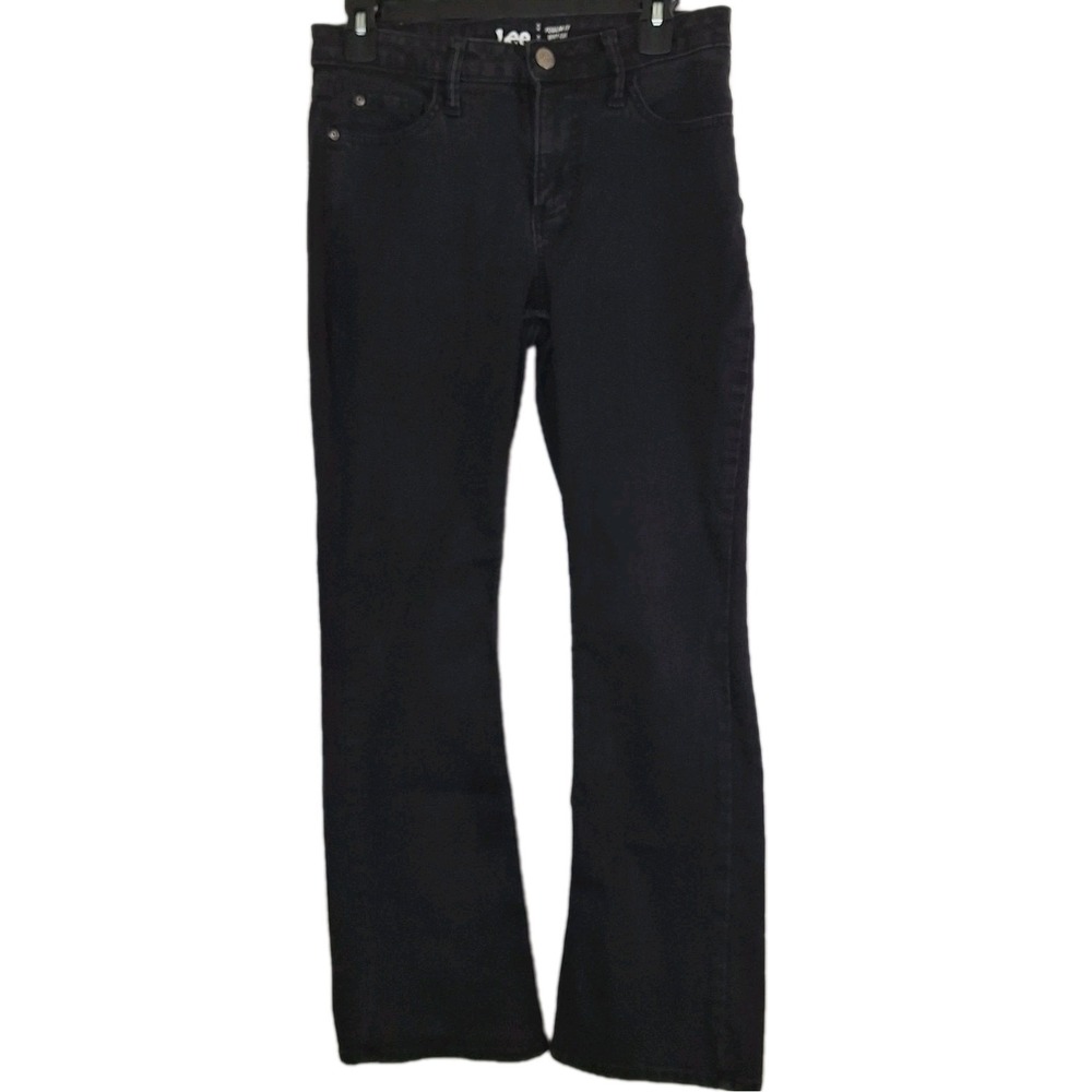 Lee Regular Fit‎ Bootcut Mid Rise Women's size 6P Black Denim jeans